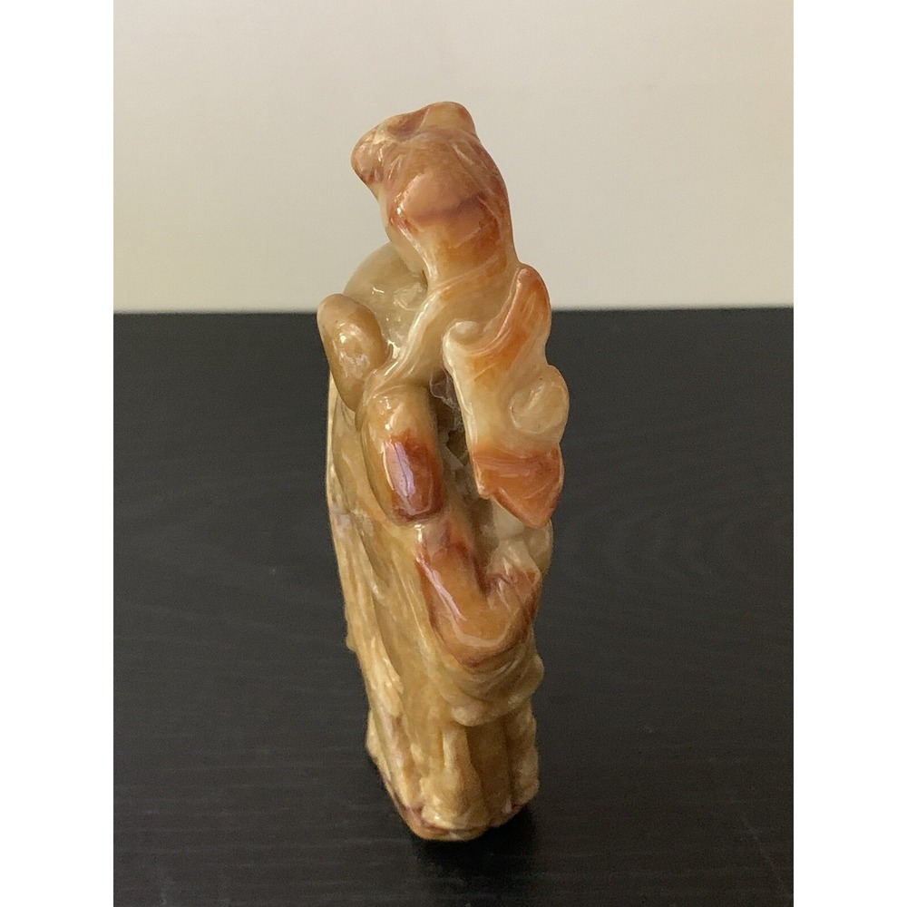 Antique Chinese Natural Jadeite Carved Wise Old Man VTG Jade Exquisite 396.5 Gr - Picture 12 of 12